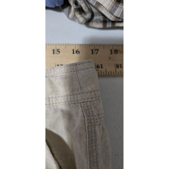 Chico's Women's Beige 100% Linen Pull-On Pants Beach Size 1.5 Cuffed - Picture 3 of 6